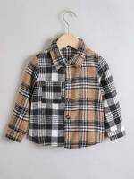 Collar Plaid Multicolor Long Sleeve Toddler Boys Clothing 7722