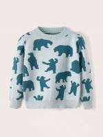 Regular Multicolor Cartoon Regular Fit Toddler Boy Sweaters 2848