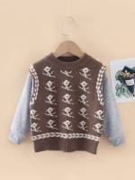 Floral Regular Round Neck Toddler Boy Sweaters 1483