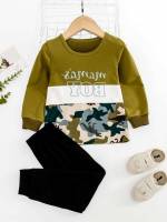  Casual Rib-Knit Toddler Boy Two-piece Outfits 986