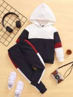 Hooded Long Sleeve Colorblock Toddler Boys Clothing 750