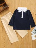 Long Sleeve Multicolor Polo Regular Fit Kids Clothing 9491