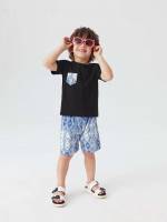 Multicolor Boho Short Sleeve Kids Clothing 879