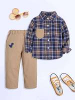 Plaid Regular Fit Casual Kids Clothing 7452