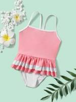  Spaghetti Strap Tiered Layer Cute Toddler Girl Bikini Sets 9062