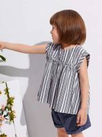 Regular Fit Cap Sleeve Striped Kids Clothing 2999