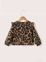 Round Neck Leopard Cute Toddler Girl Blouses 4431