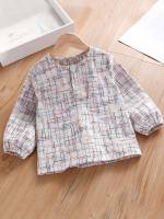 Casual Round Neck Regular Plaid Kids Clothing 8814