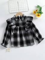 Stand Collar Regular Fit Regular Plaid Kids Clothing 3783