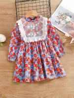 Floral Multicolor Regular Fit Long Sleeve Toddler Girls Clothing 525