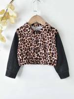 Leopard Multicolor Button Front Toddler Girl Jackets 5559