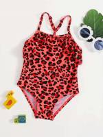  Cute Leopard Spaghetti Strap Toddler Girls Clothing 3882