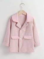  Houndstooth Casual Lapel Kids Clothing 2812