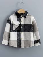 Plaid Pocket Regular Fit Toddler Girl Overcoats 1467