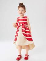 Multicolor Midi Striped Sleeveless Toddler Girl Partywear 1957