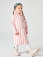  Regular Fit Frill Long Sleeve Toddler Girl Sweater Dresses 2078