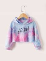 Hooded Long Sleeve Casual Letter Toddler Girl Sweatshirts 9692