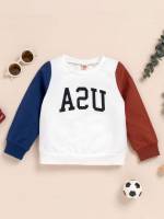 Letter Round Neck Long Sleeve Regular Fit Kids Clothing 239