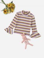  Stand Collar Multicolor Ruffle Toddler Girl T-Shirts 1782