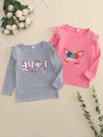 Regular Ruffle Regular Fit Toddler Girl T-Shirts 5171