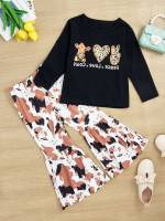 Casual Regular Fit Letter Toddler Girl Two-piece Outfits 4383