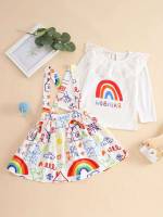  Round Neck Regular Fit Letter Toddler Girl Two-piece Outfits 787