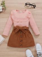  Round Neck Casual Toddler Girl Two-piece Outfits 892