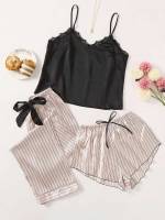  Contrast Lace Striped Underwear  Sleepwear 190