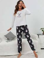 Cartoon Long Sleeve Multicolor Underwear  Sleepwear 6592