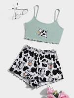  Cartoon Multicolor Spaghetti Strap Underwear  Sleepwear 4836