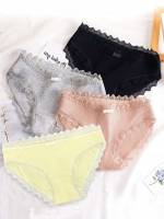  Contrast Lace Plain Girls Underwear 935