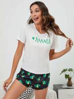  Multicolor Short Sleeve Dinosaur Underwear  Sleepwear 6719