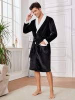 Belted  Shawl Collar Men Loungewear Robes 3750