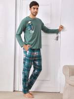 Casual Multicolor Round Neck Men Loungewear Sets 9555