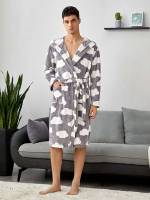  All Over Print Long Sleeve Men Loungewear Robes 1149