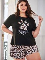  Leopard  Plus Size Pajama Sets 708