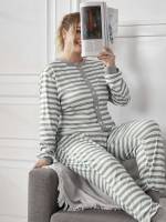  Striped Long Sleeve Underwear  Sleepwear 6905