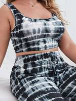 Multicolor Tie Dye Casual Plus Size Sleep Tops 5868