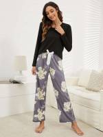  Floral Round Neck Women Sleep  Lounge 1348