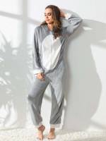 Hooded Colorblock Multicolor Underwear  Sleepwear 340