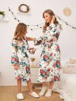  Floral Belted Multicolor Girls Loungewear 211