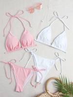  Halter Plain Cute Women Beachwear 1821