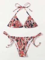  Halter Graphic Multicolor Women Bikini Sets 6796