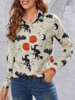  Regular Fit Halloween Collar Women Blouses 3221