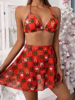  Christmas Halter Cute Women Swimwear 1187