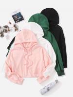 Plain Regular Fit Hooded Multicolor Women Sweatshirts 5990