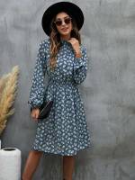  Floral Knee Length Long Sleeve Women Dresses 5124