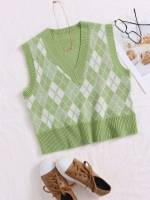 Preppy  Crop Women Sweater Vests 863