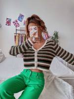  Casual Long Sleeve Striped Women Knitwear 501