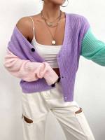 Casual Colorblock Multicolor Women Knitwear 9212